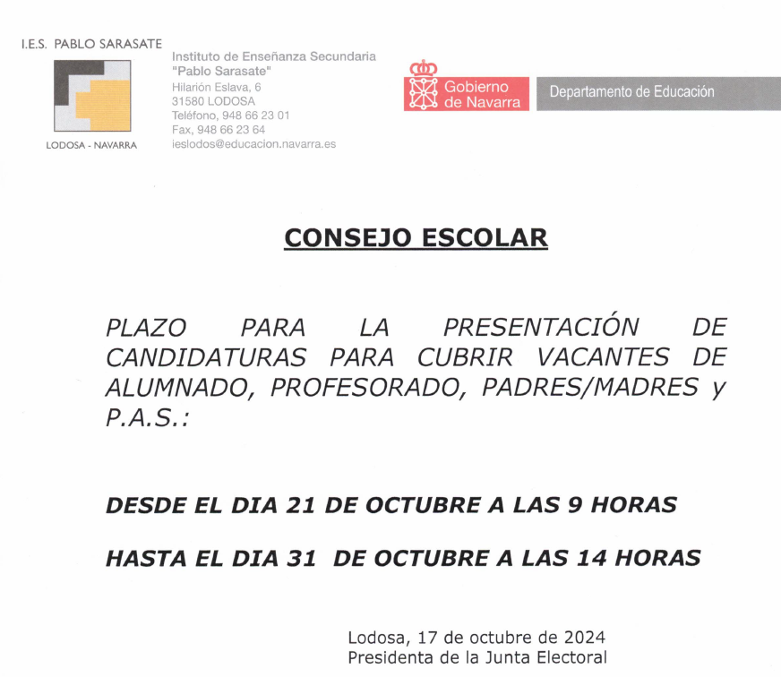 Renovación consejo escolar